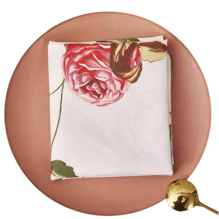 DaDa Bedding Set of 4-Pieces Romantic Roses Pink Floral Dining Table Napkins 18" x 18" (879)