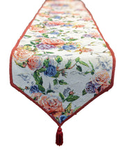 DaDa Bedding Vintage Romantic Roses Lovely Pink Floral Woven Tapestry Dining Table Runner (879) - DaDa Bedding Collection